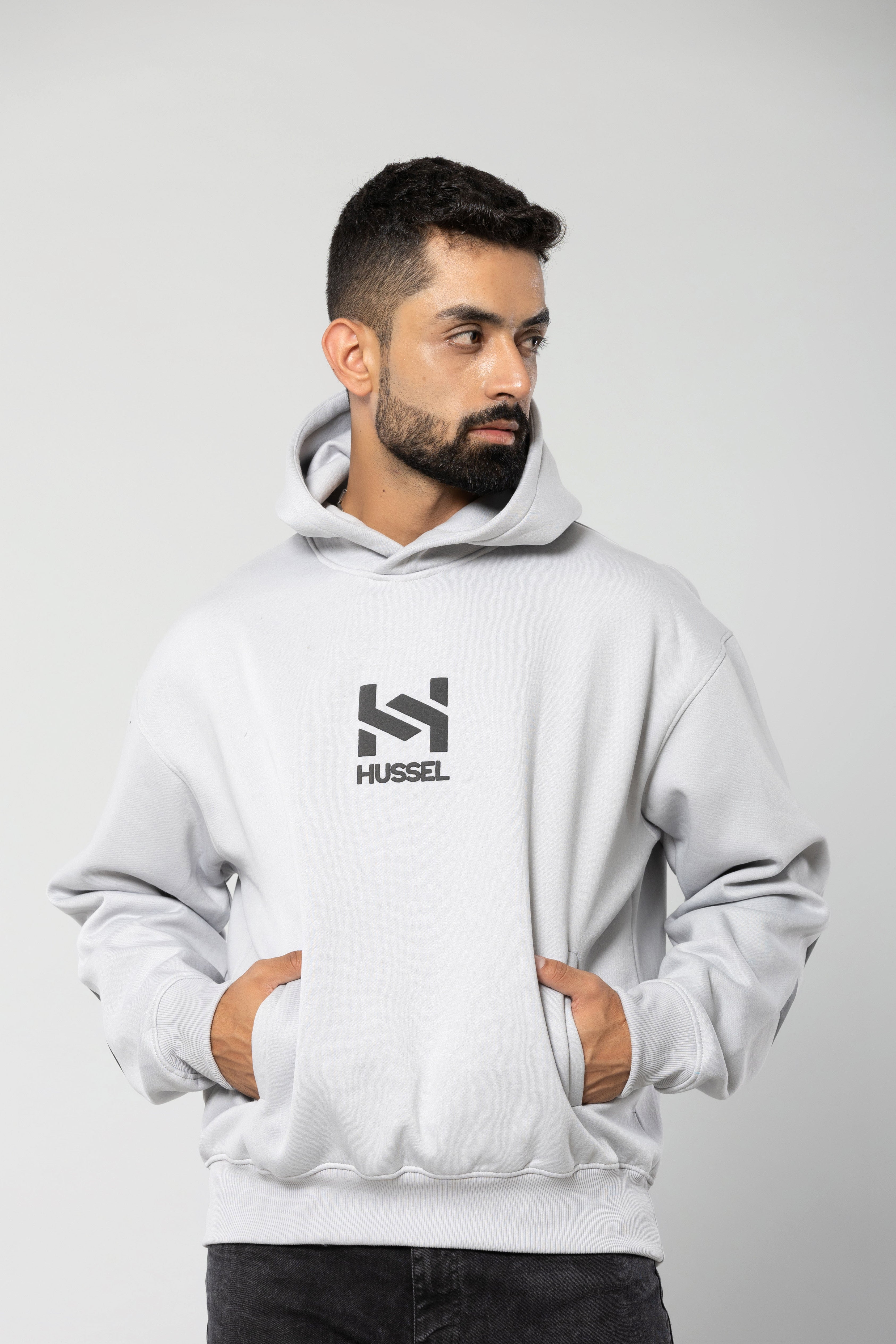 HUSTLER - LIGHT GREY - Oversized Hoodie