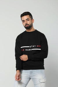 STAY HUMBLE HUSTLE HARD - BLACK - Regular Fit Sweatshirt