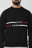 STAY HUMBLE HUSTLE HARD - BLACK - Regular Fit Sweatshirt