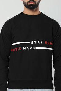 STAY HUMBLE HUSTLE HARD - BLACK - Regular Fit Sweatshirt