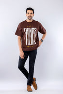 MAKE THINGS HAPPEN - BROWN - Oversized T-Shirt