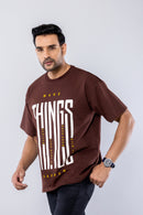 MAKE THINGS HAPPEN - BROWN - Oversized T-Shirt
