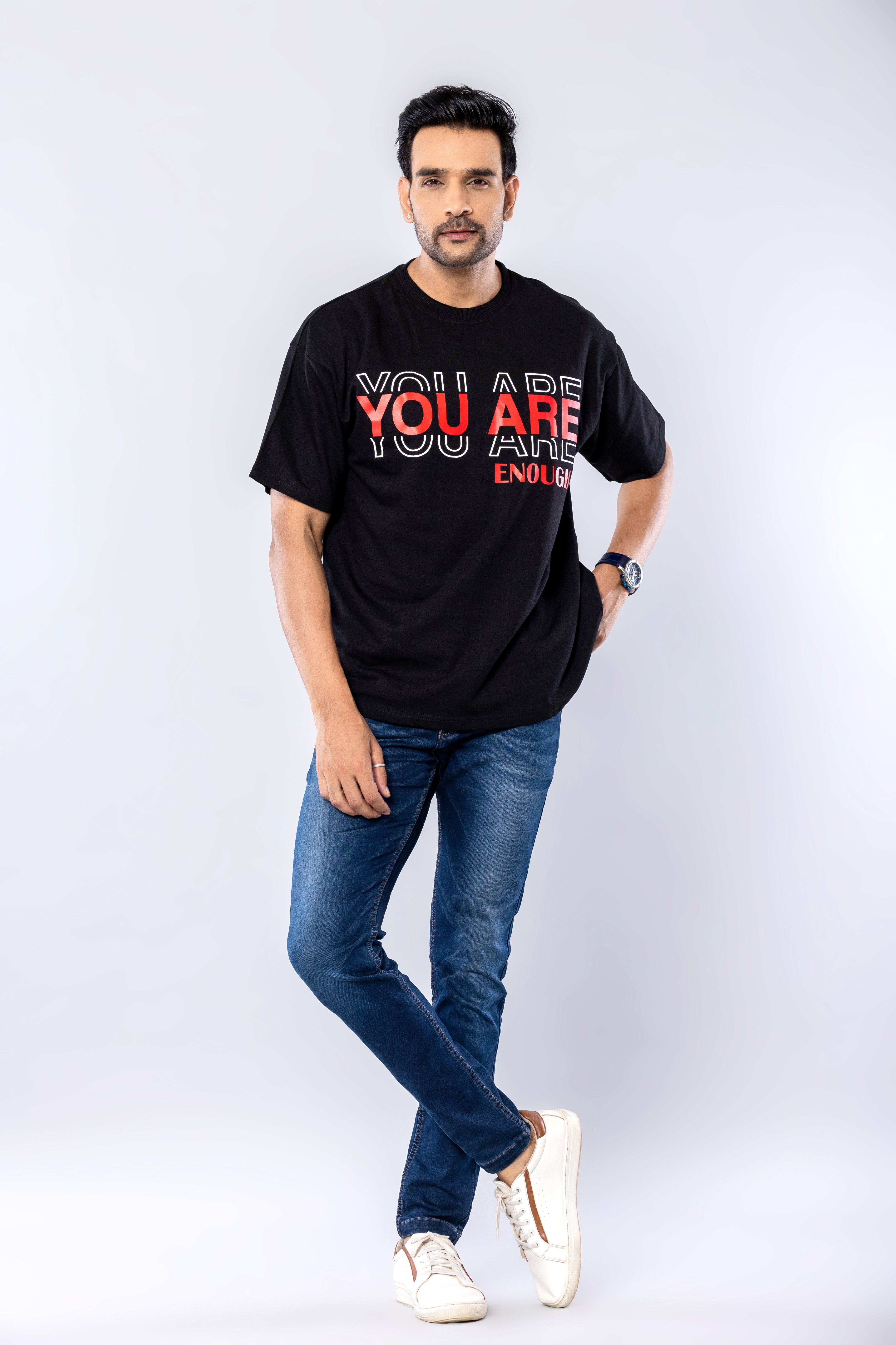 YOU ARE ENOUGH - BLACK - Oversized T-Shirt