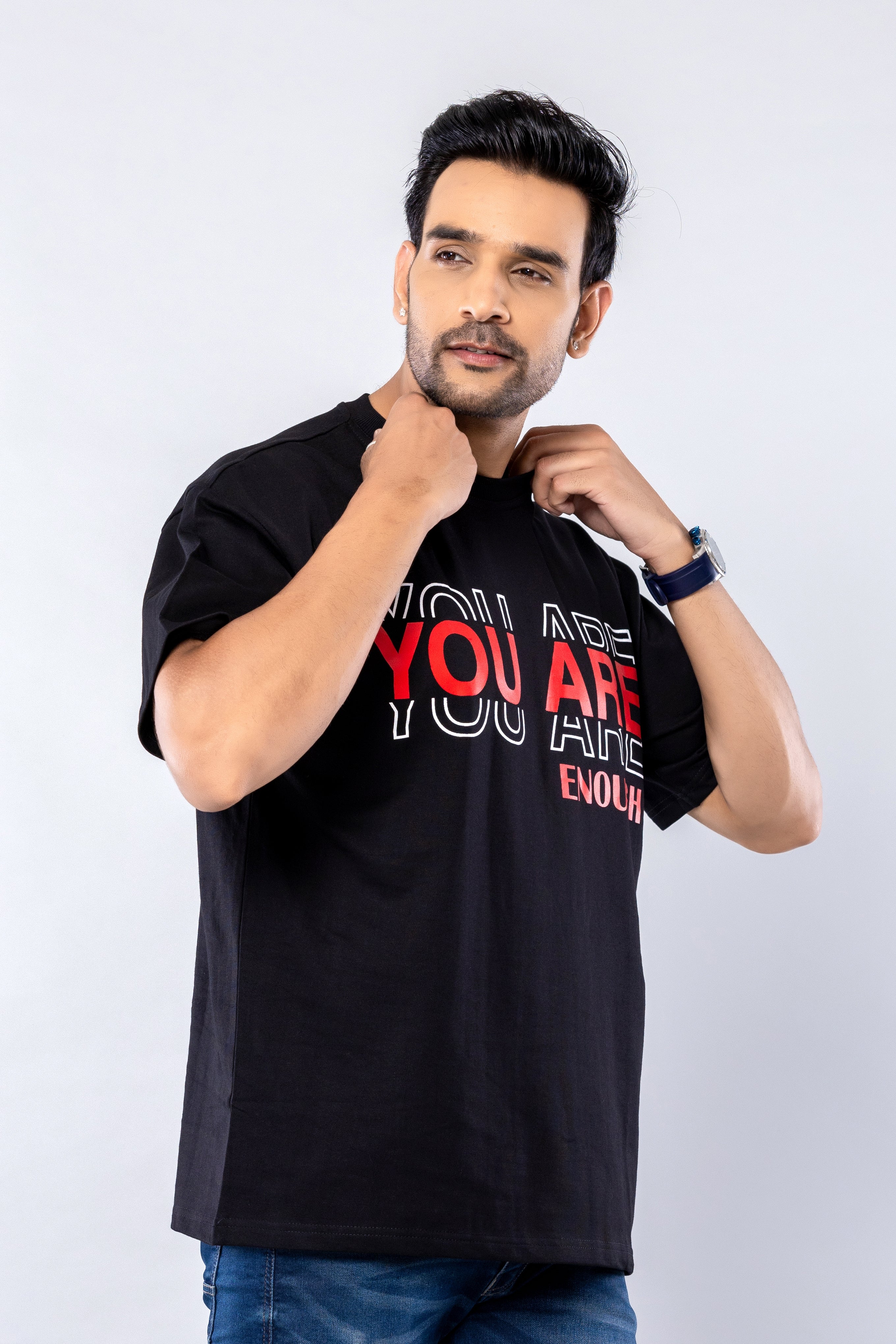 YOU ARE ENOUGH - BLACK - Oversized T-Shirt