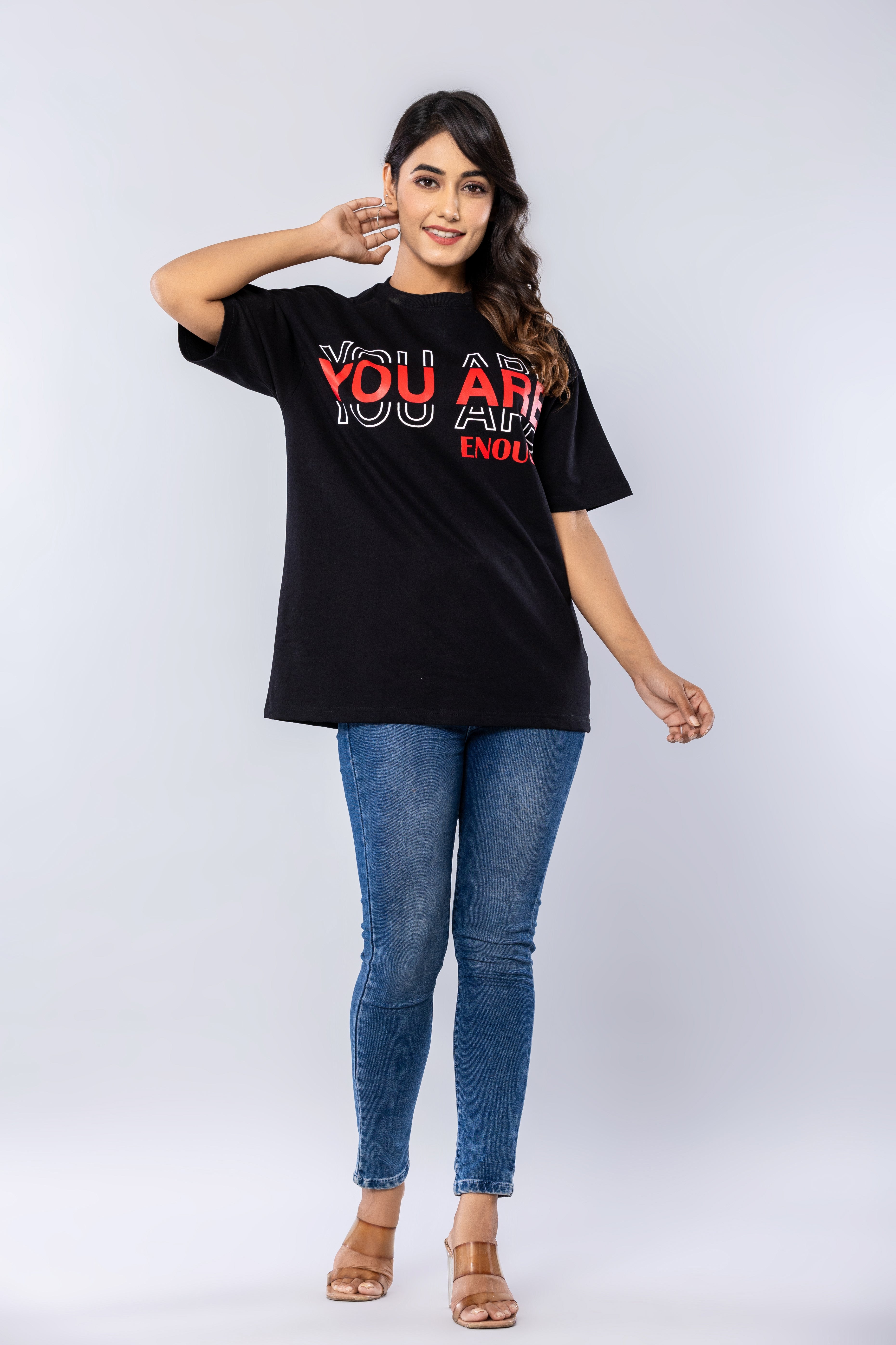 YOU ARE ENOUGH - BLACK - Oversized T-Shirt