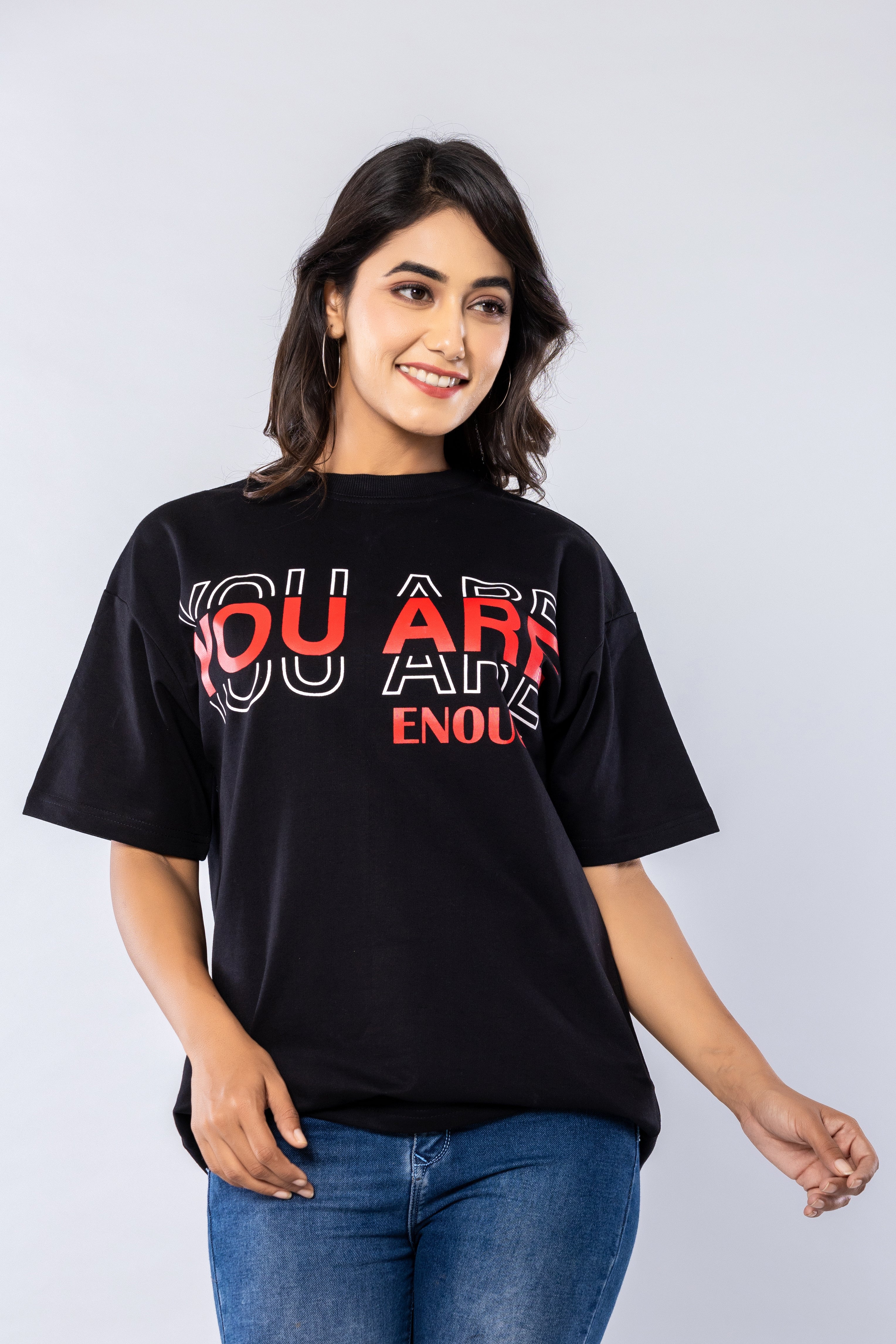 YOU ARE ENOUGH - BLACK - Oversized T-Shirt