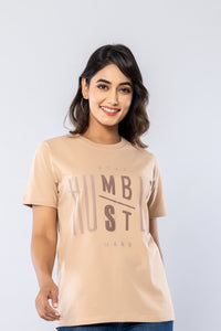 STAY HUMBLE HUSTLE HARD - BEIGE - Regular Fit T-Shirt
