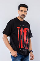 MAKE THINGS HAPPEN - BLACK - Oversized T-Shirt
