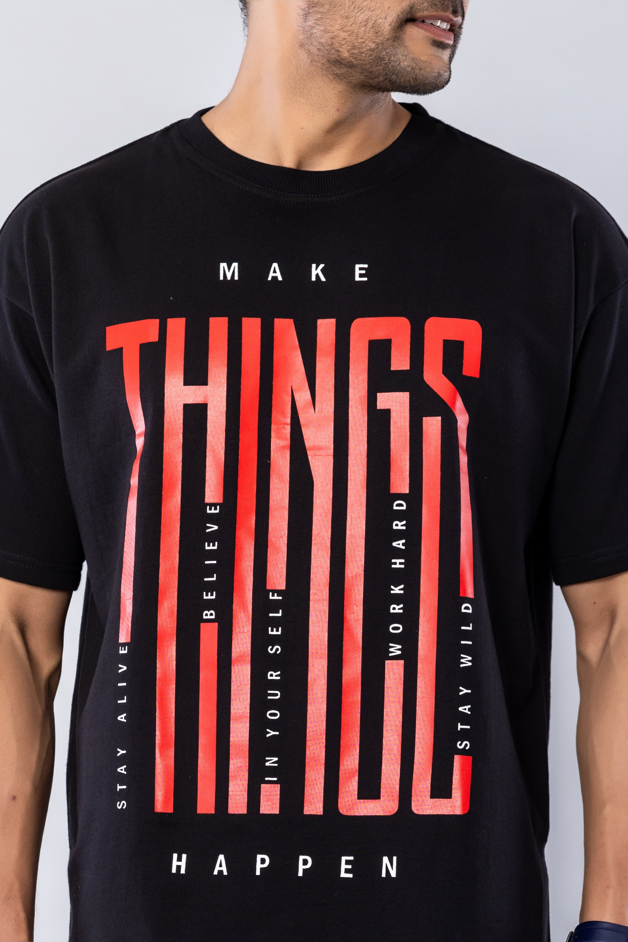 MAKE THINGS HAPPEN - BLACK - Oversized T-Shirt