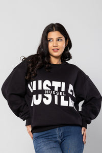 HUSTLER-HUSSEL - BLACK - Oversized Sweatshirt