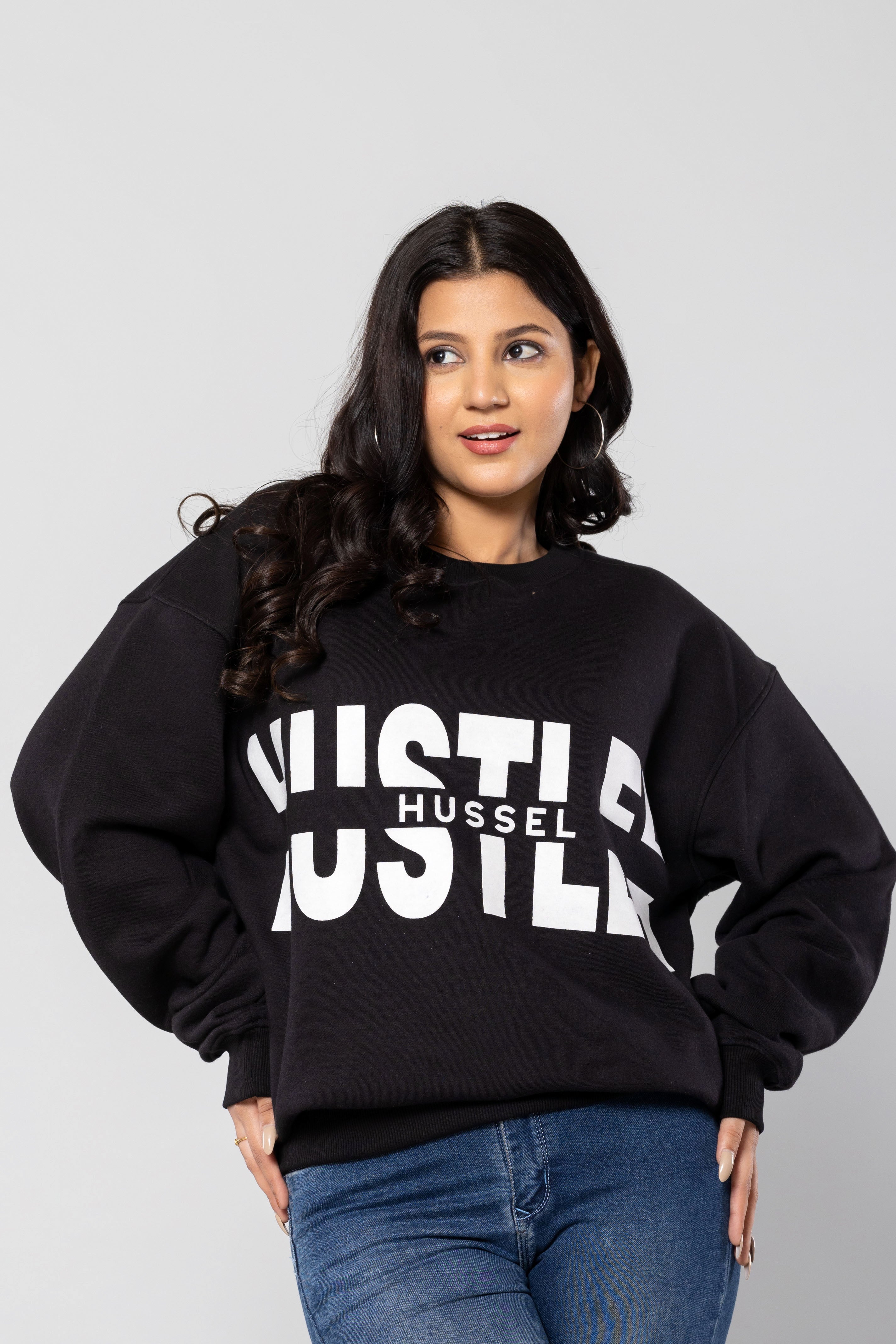 HUSTLER-HUSSEL - BLACK - Oversized Sweatshirt