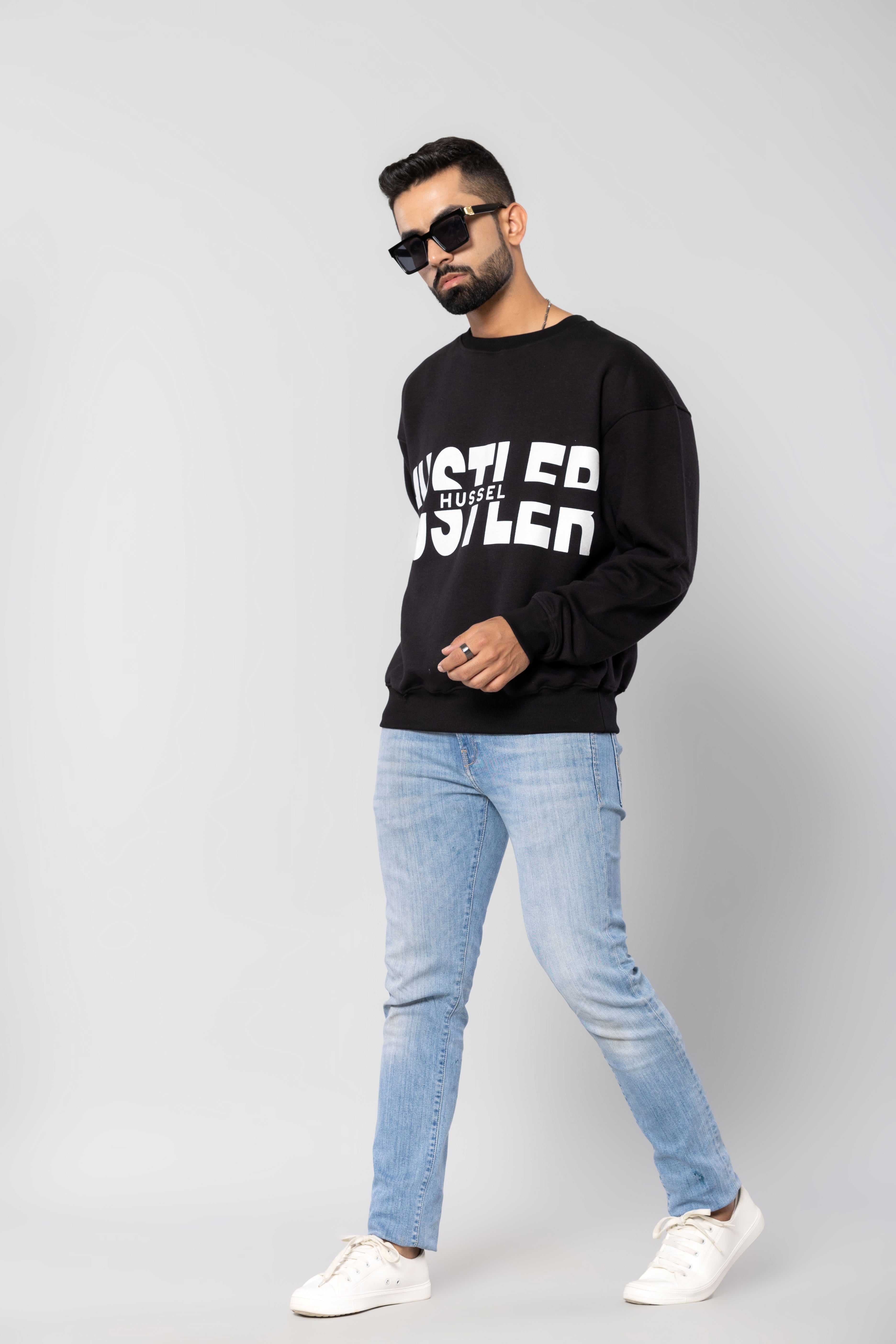 HUSTLER-HUSSEL - BLACK - Oversized Sweatshirt