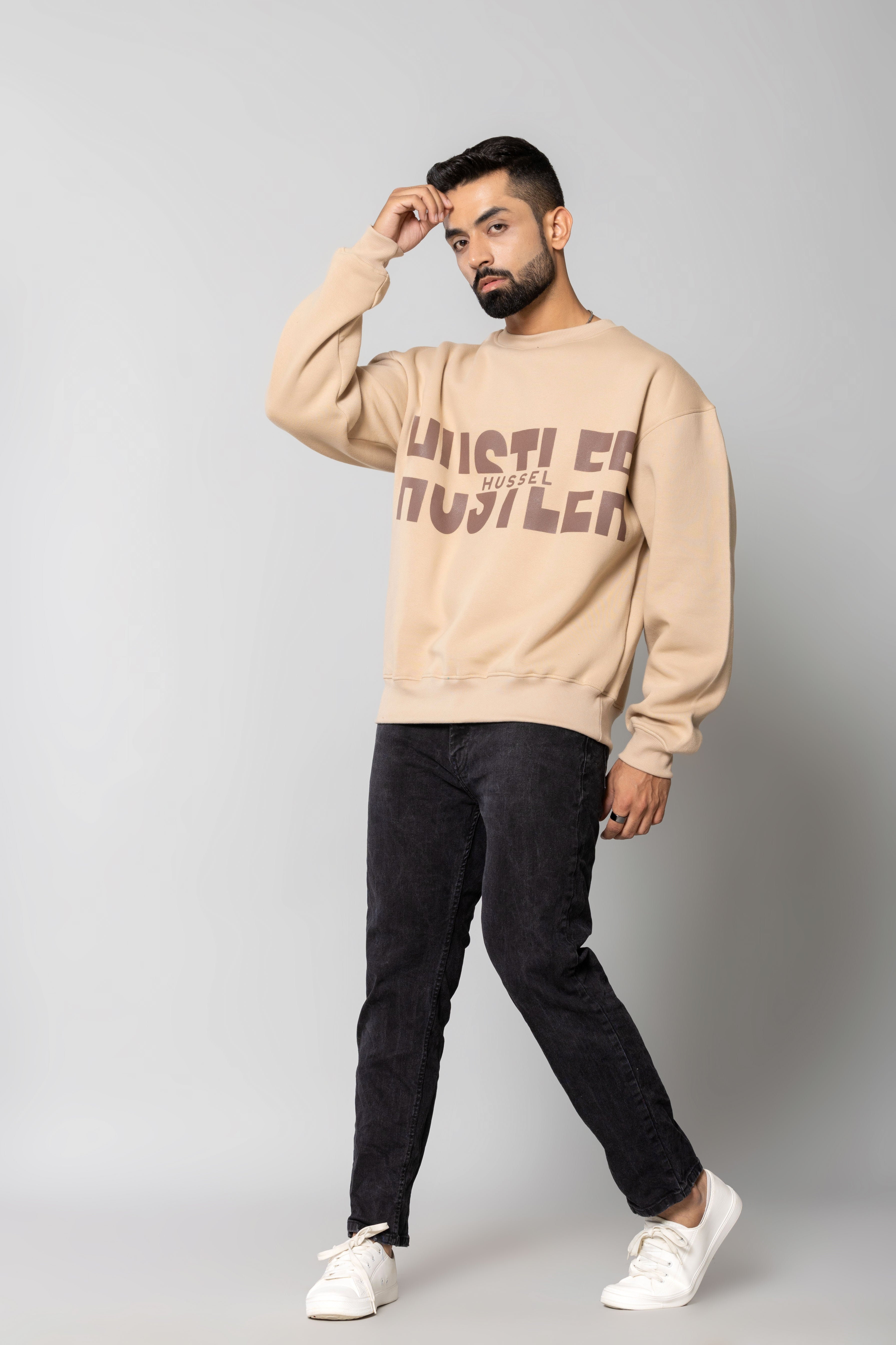 HUSTLER-HUSSEL - BEIGE - Oversized Sweatshirt
