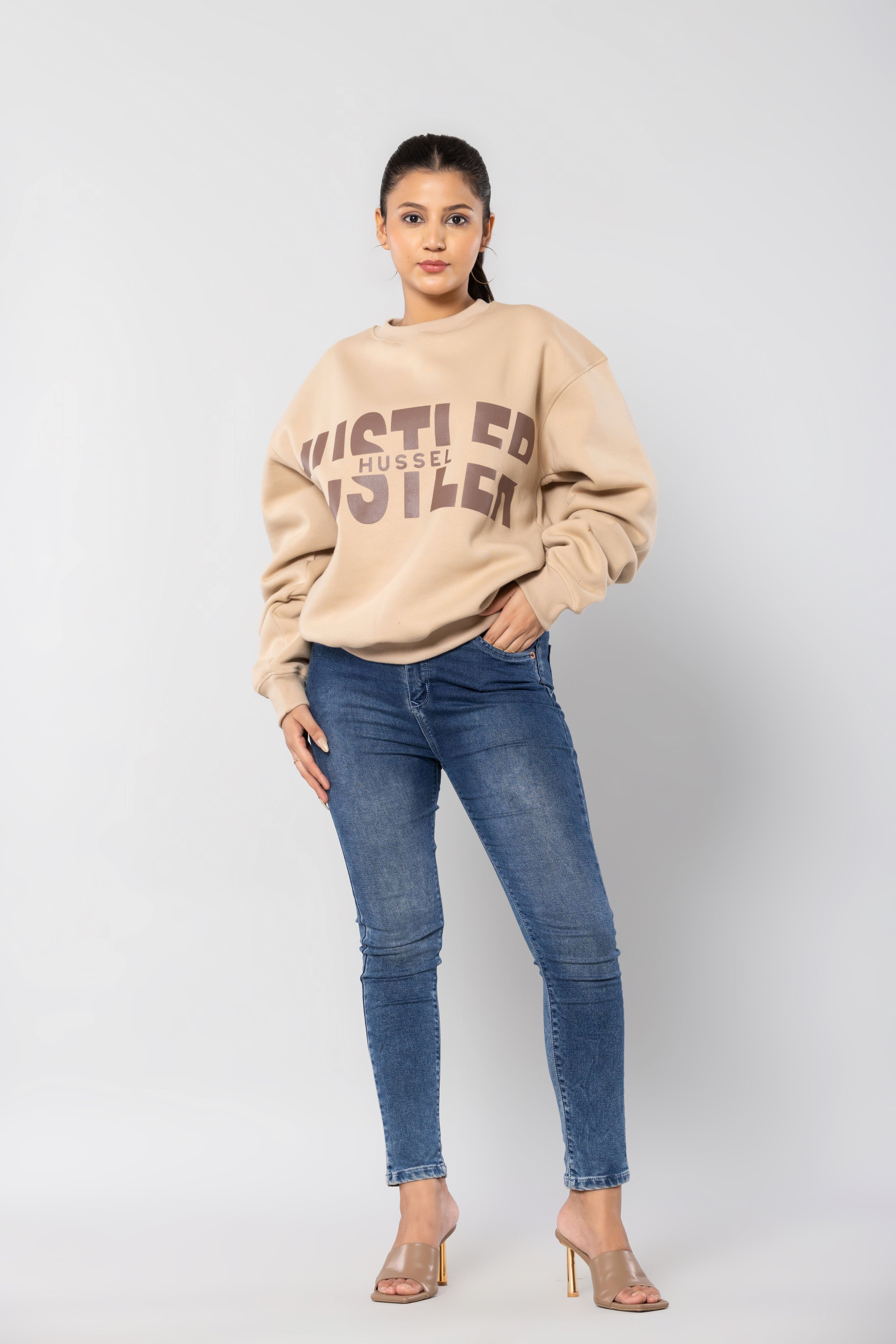 HUSTLER-HUSSEL - BEIGE - Oversized Sweatshirt