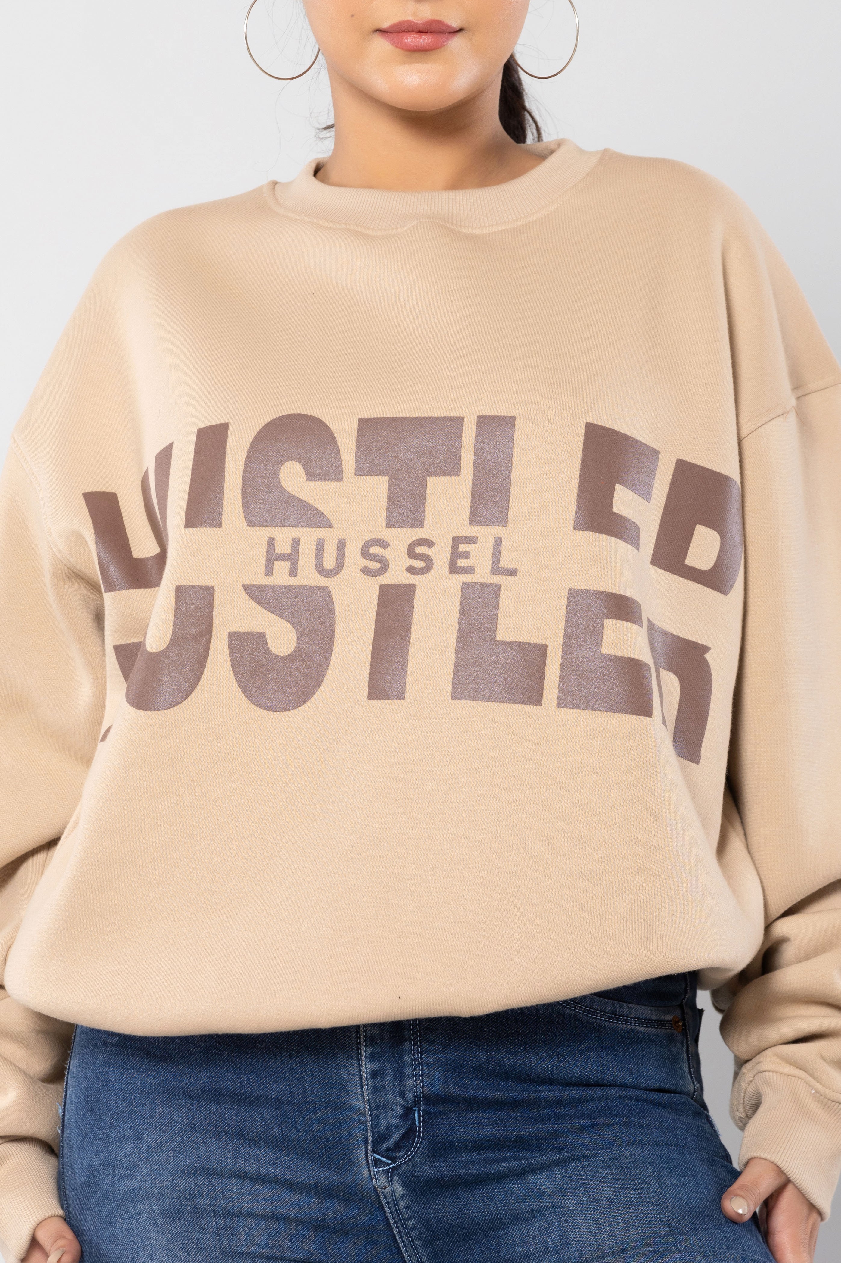 HUSTLER-HUSSEL - BEIGE - Oversized Sweatshirt