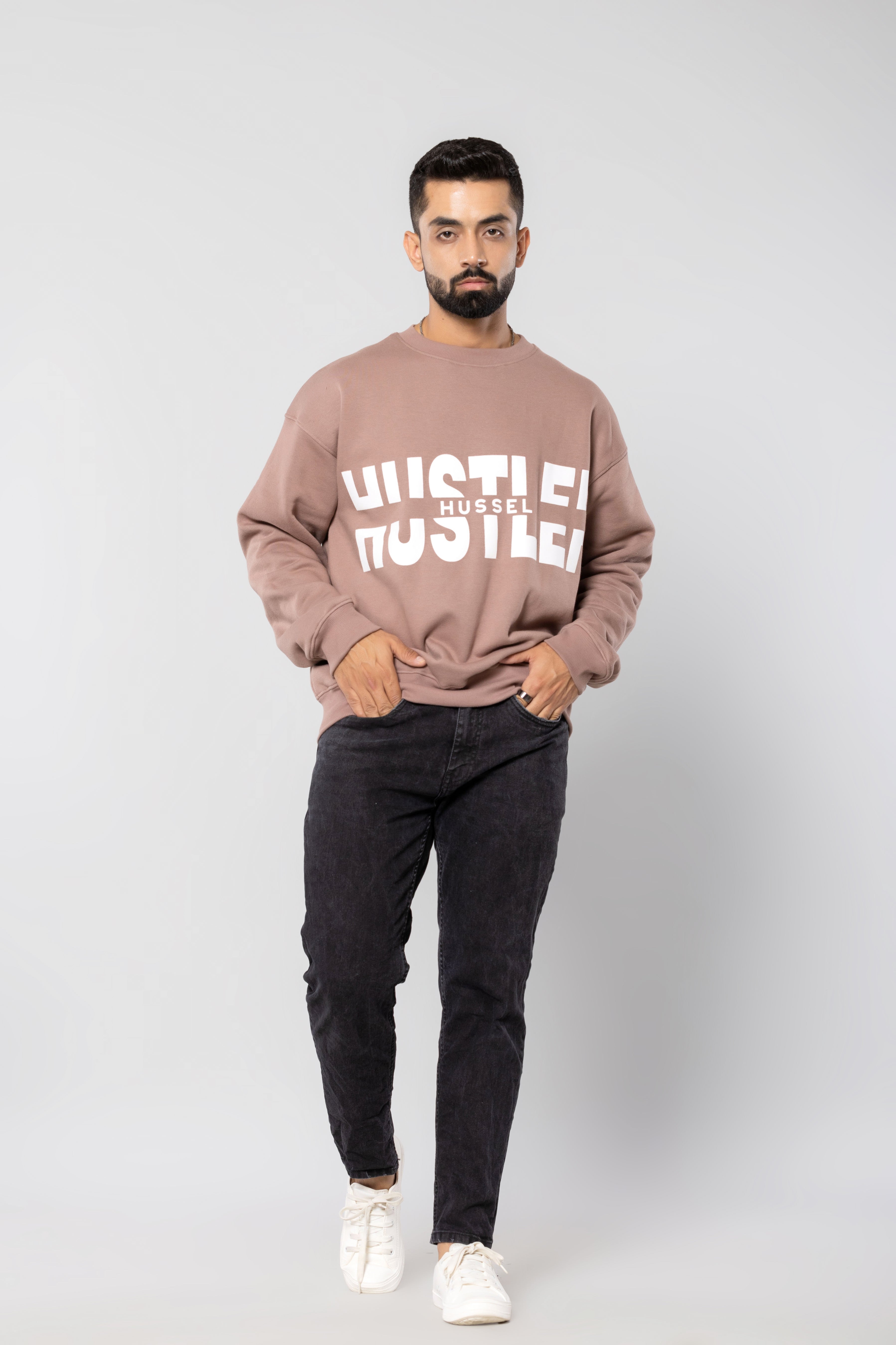 HUSTLER-HUSSEL - MUSHROOM - Oversized Sweatshirt