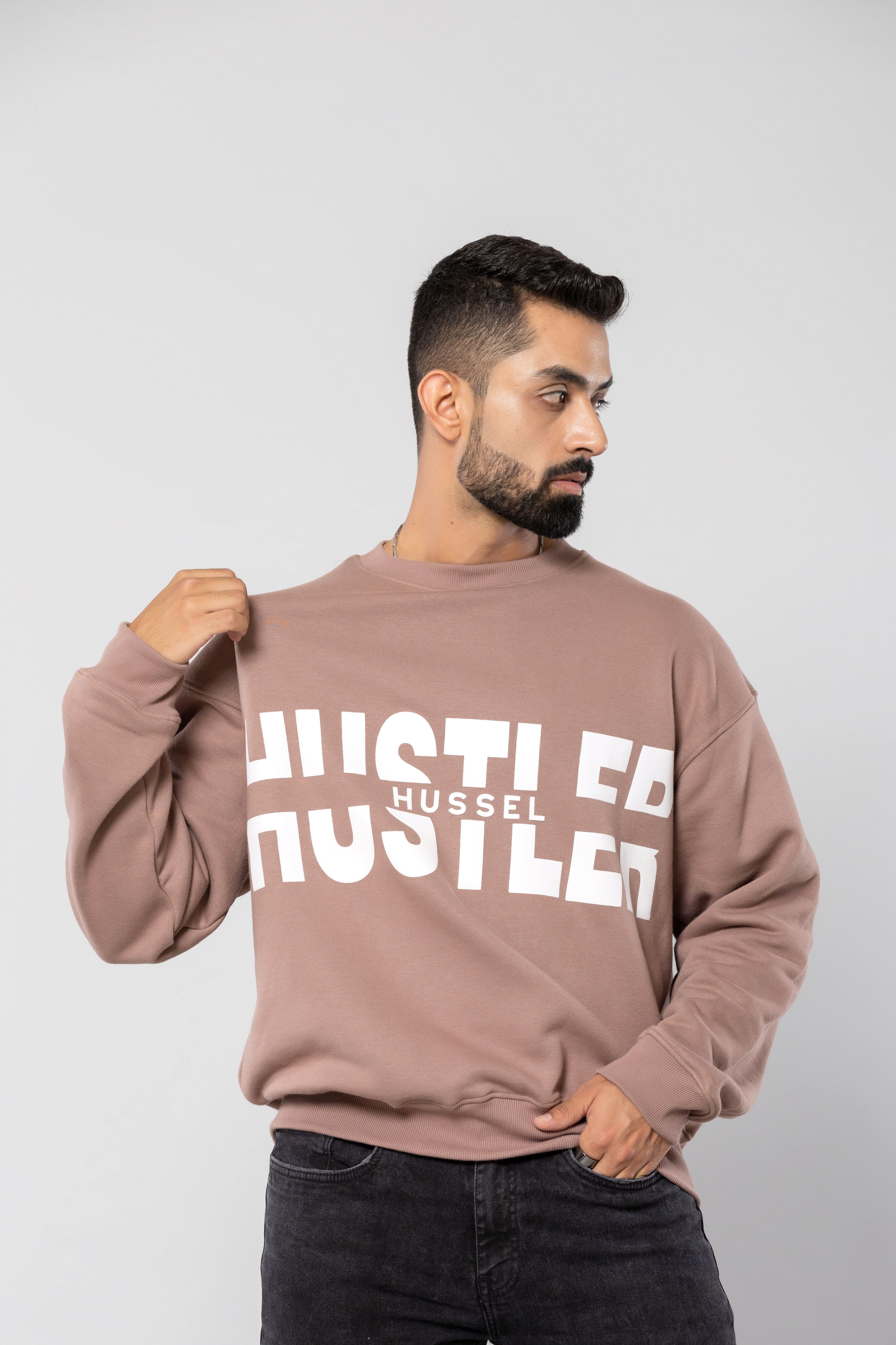 HUSTLER-HUSSEL - MUSHROOM - Oversized Sweatshirt