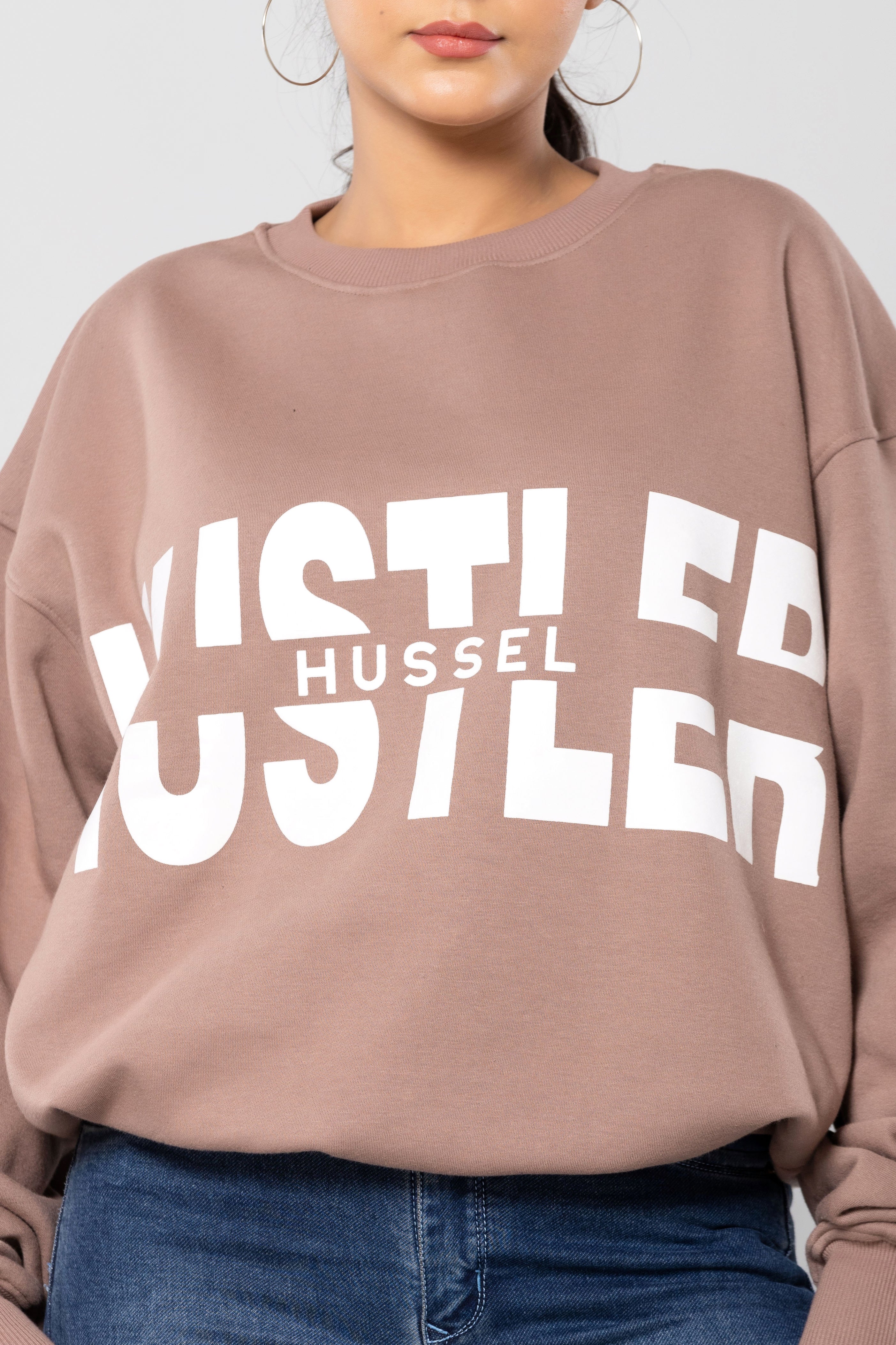 HUSTLER-HUSSEL - MUSHROOM - Oversized Sweatshirt