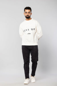 NEVER GIVE UP - OFF WHITE - Regular Fit Sweatshirt