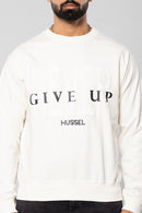 NEVER GIVE UP - OFF WHITE - Regular Fit Sweatshirt