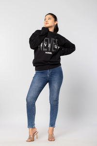 NEVER GIVE UP - BLACK - Regular Fit Sweatshirt