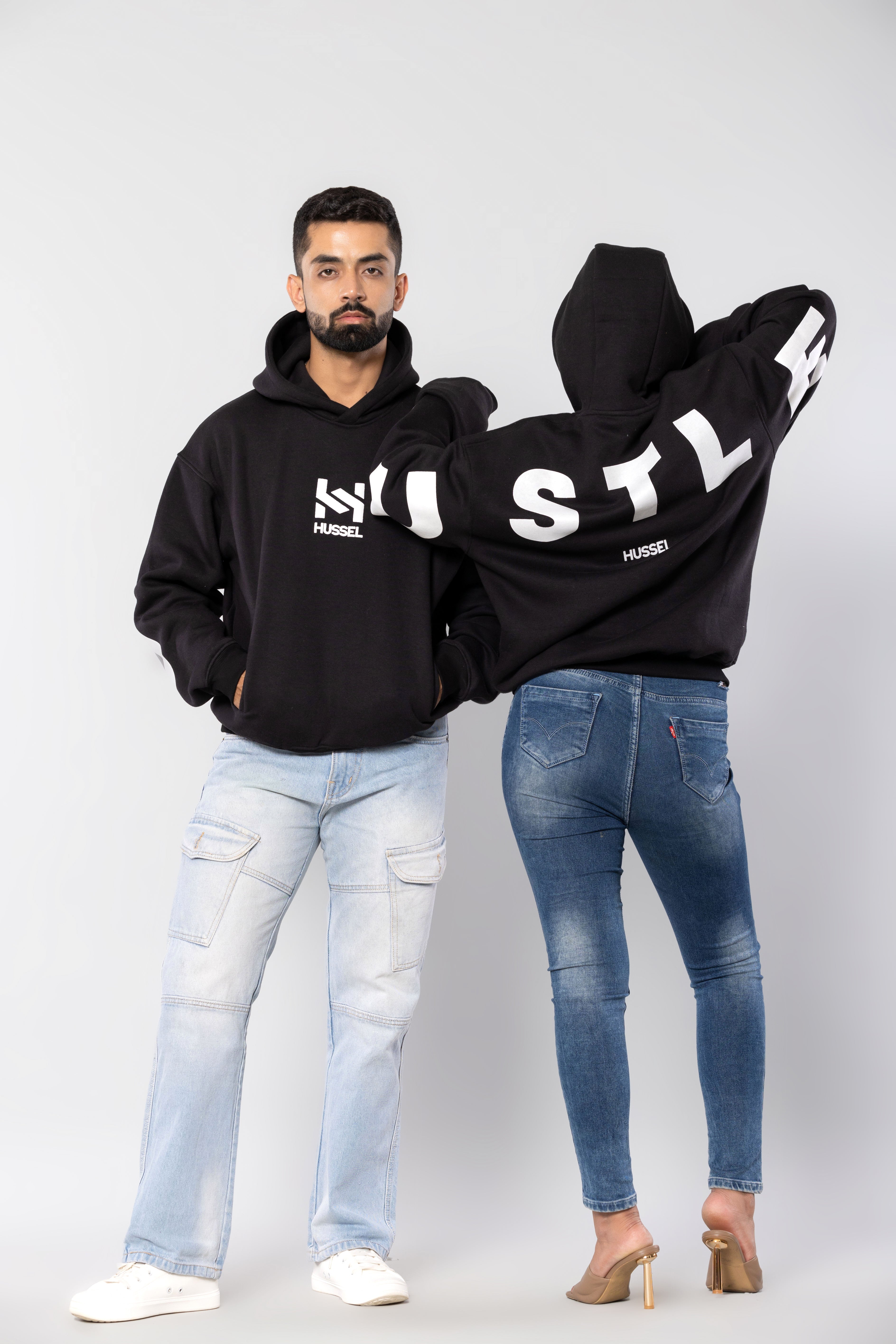 HUSTLER - BLACK - Oversized Hoodie