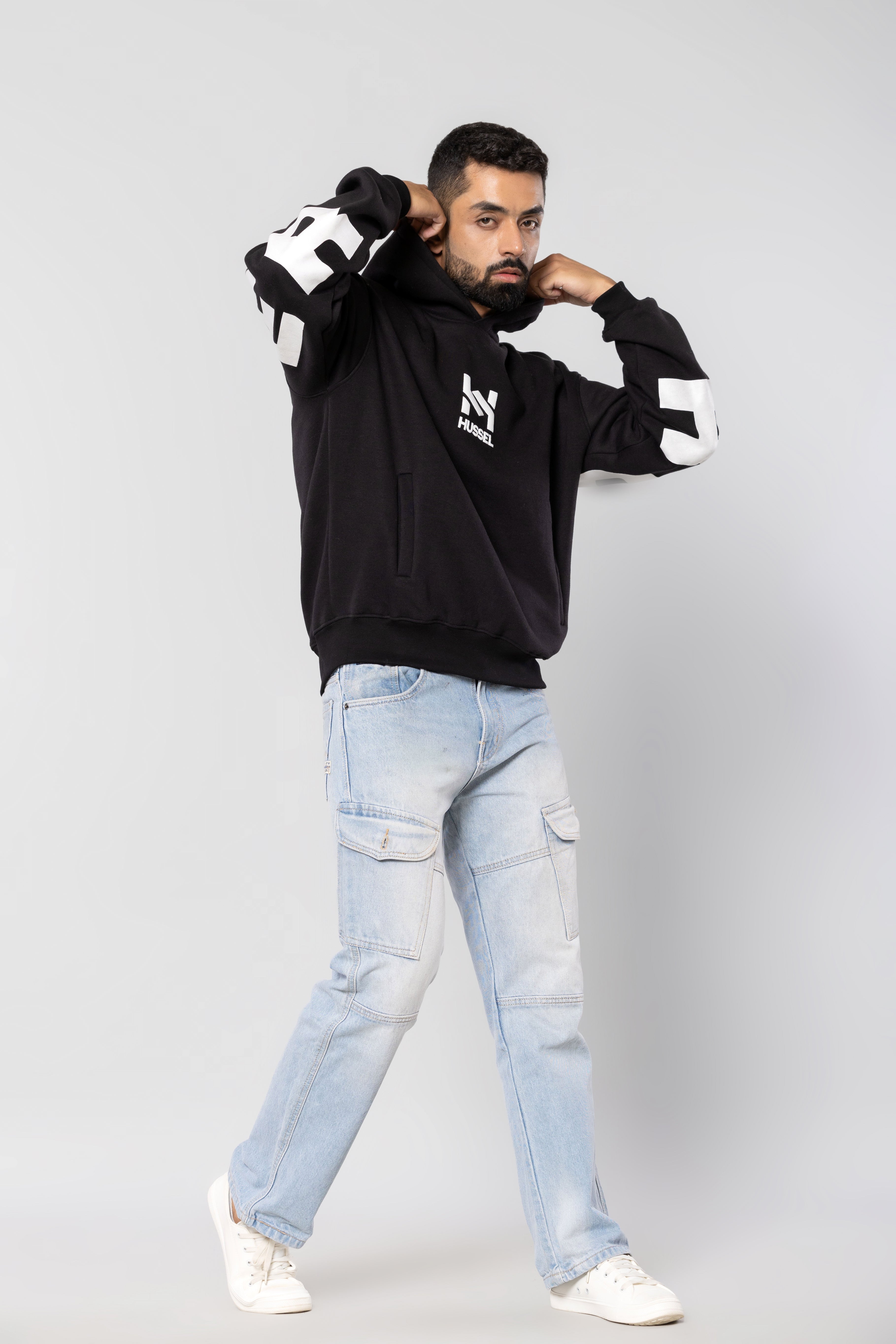 HUSTLER - BLACK - Oversized Hoodie