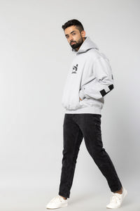 HUSTLER - LIGHT GREY - Oversized Hoodie