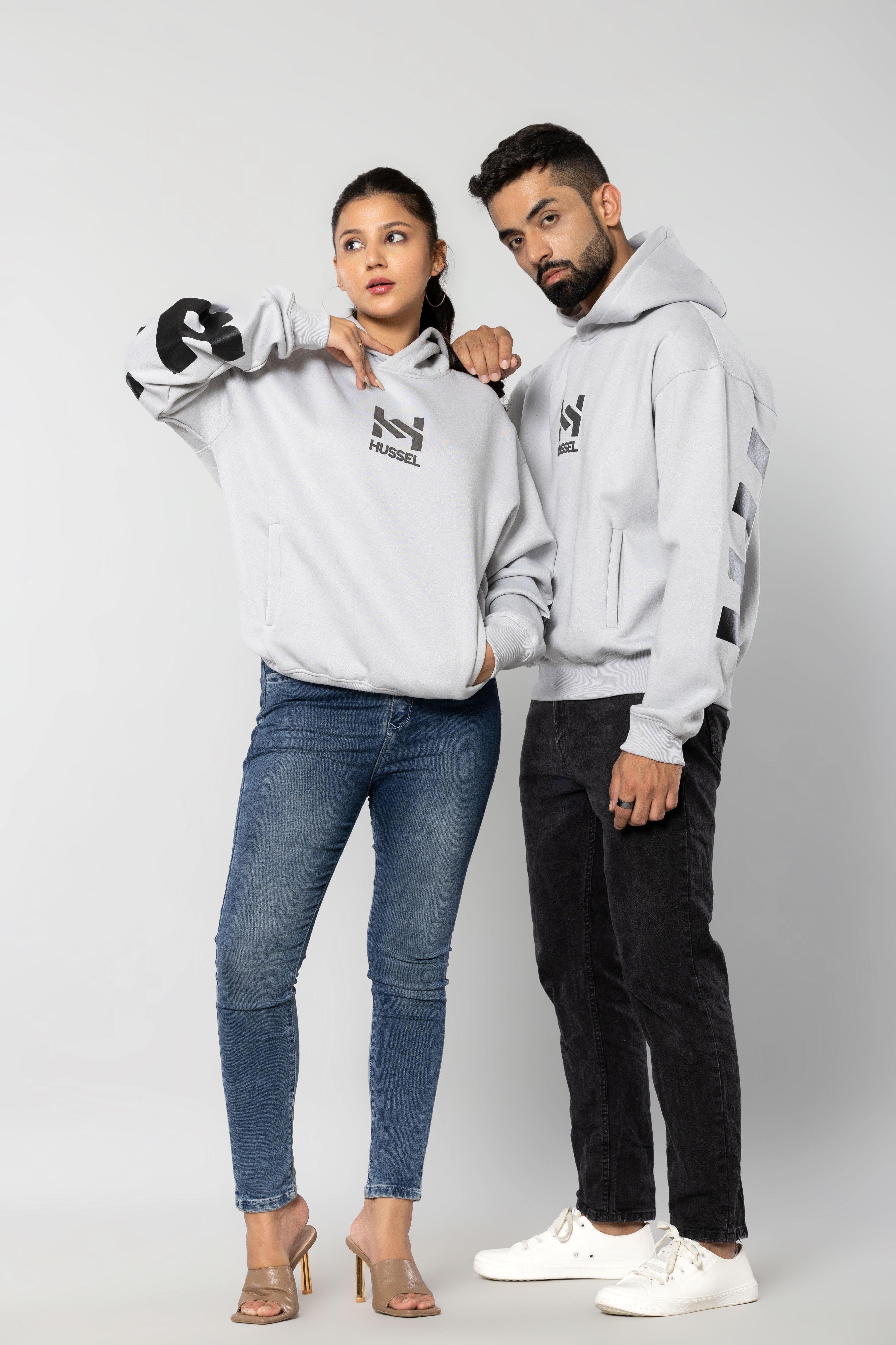 HUSTLER - LIGHT GREY - Oversized Hoodie