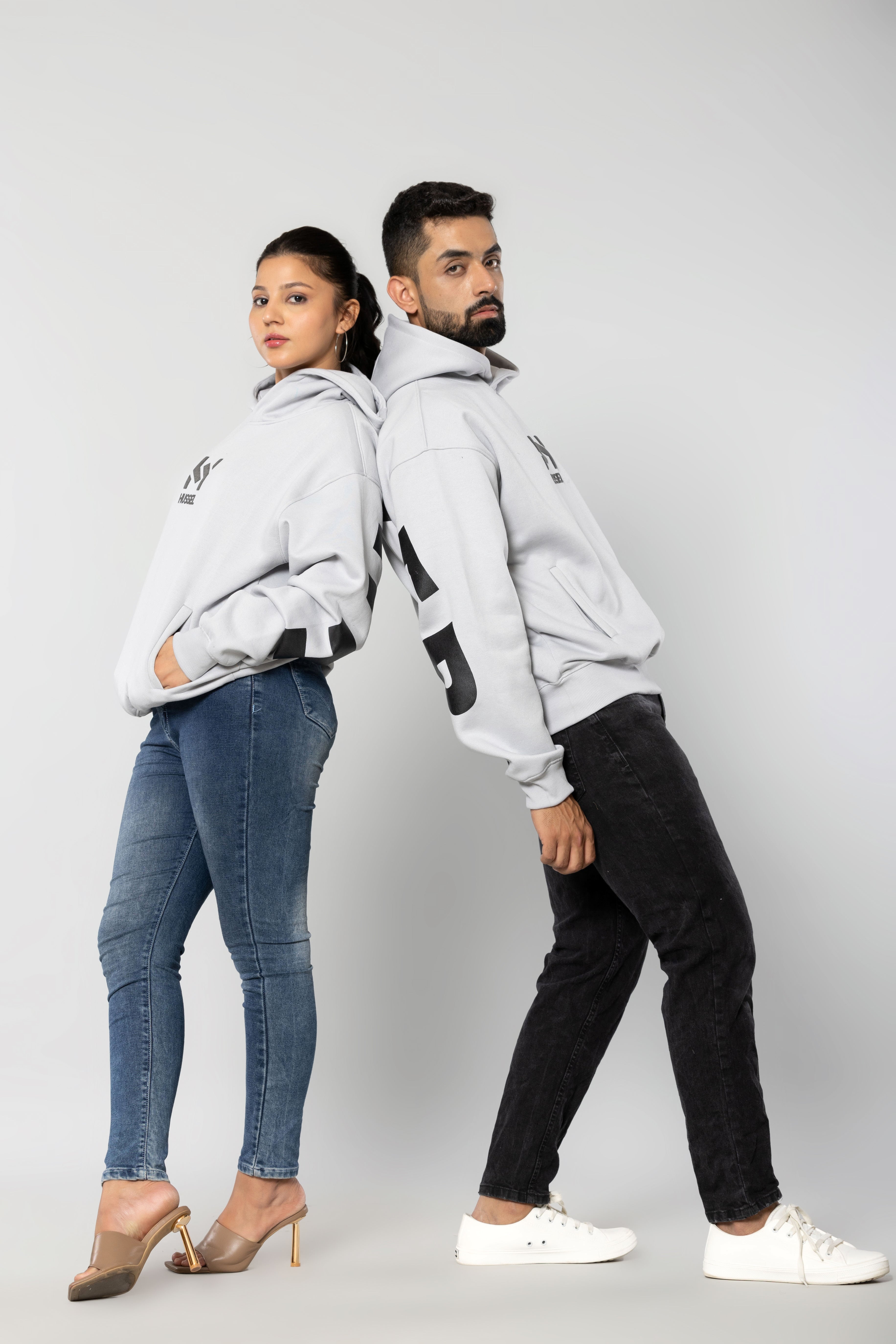 HUSTLER - LIGHT GREY - Oversized Hoodie