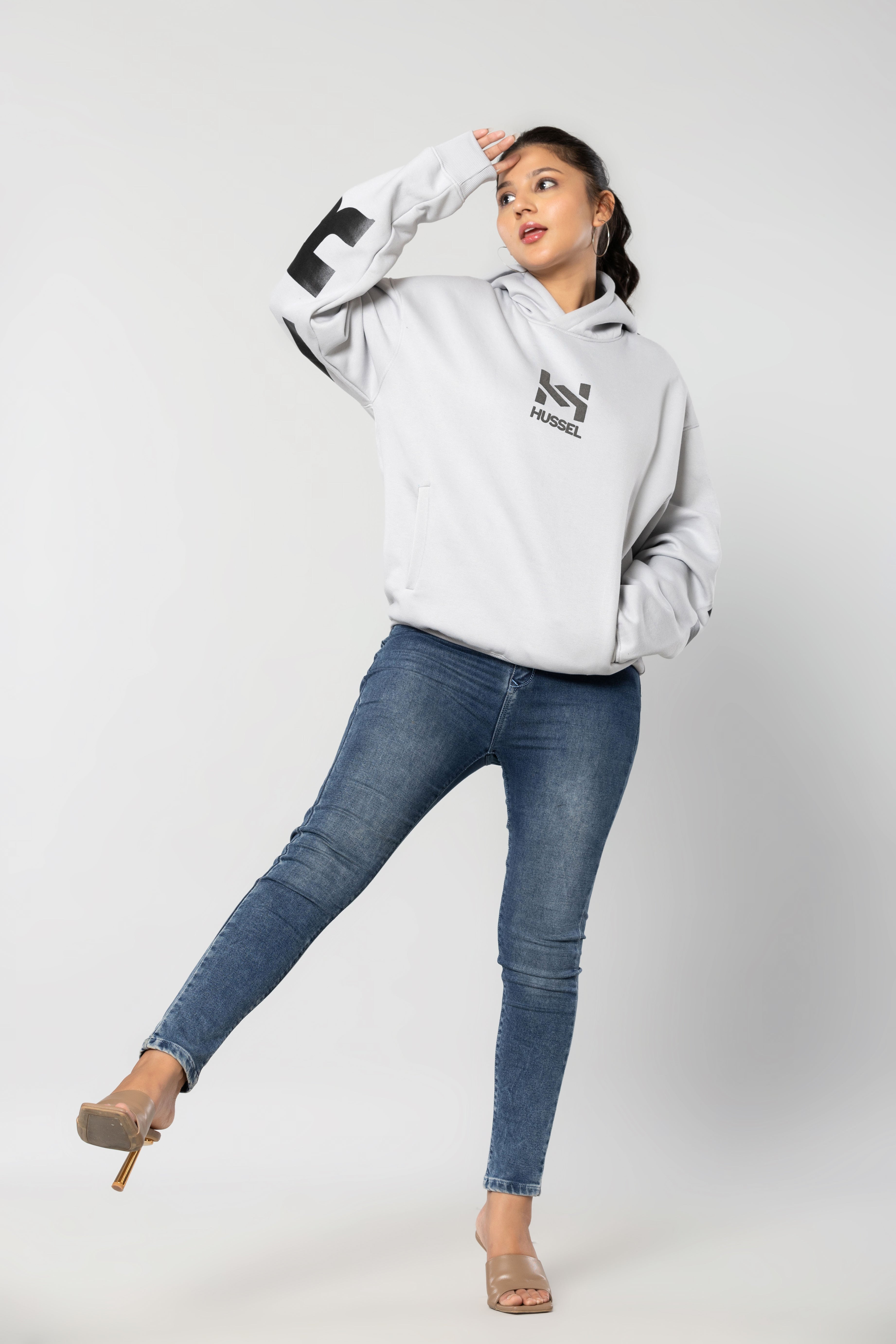 HUSTLER - LIGHT GREY - Oversized Hoodie