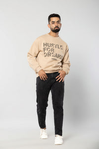 HUSTLE FOR DREAMS - BEIGE - Regular Fit Sweatshirt