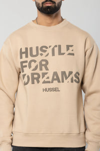 HUSTLE FOR DREAMS - BEIGE - Regular Fit Sweatshirt
