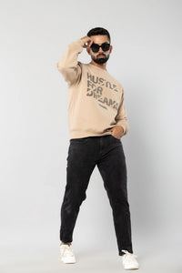 HUSTLE FOR DREAMS - BEIGE - Regular Fit Sweatshirt