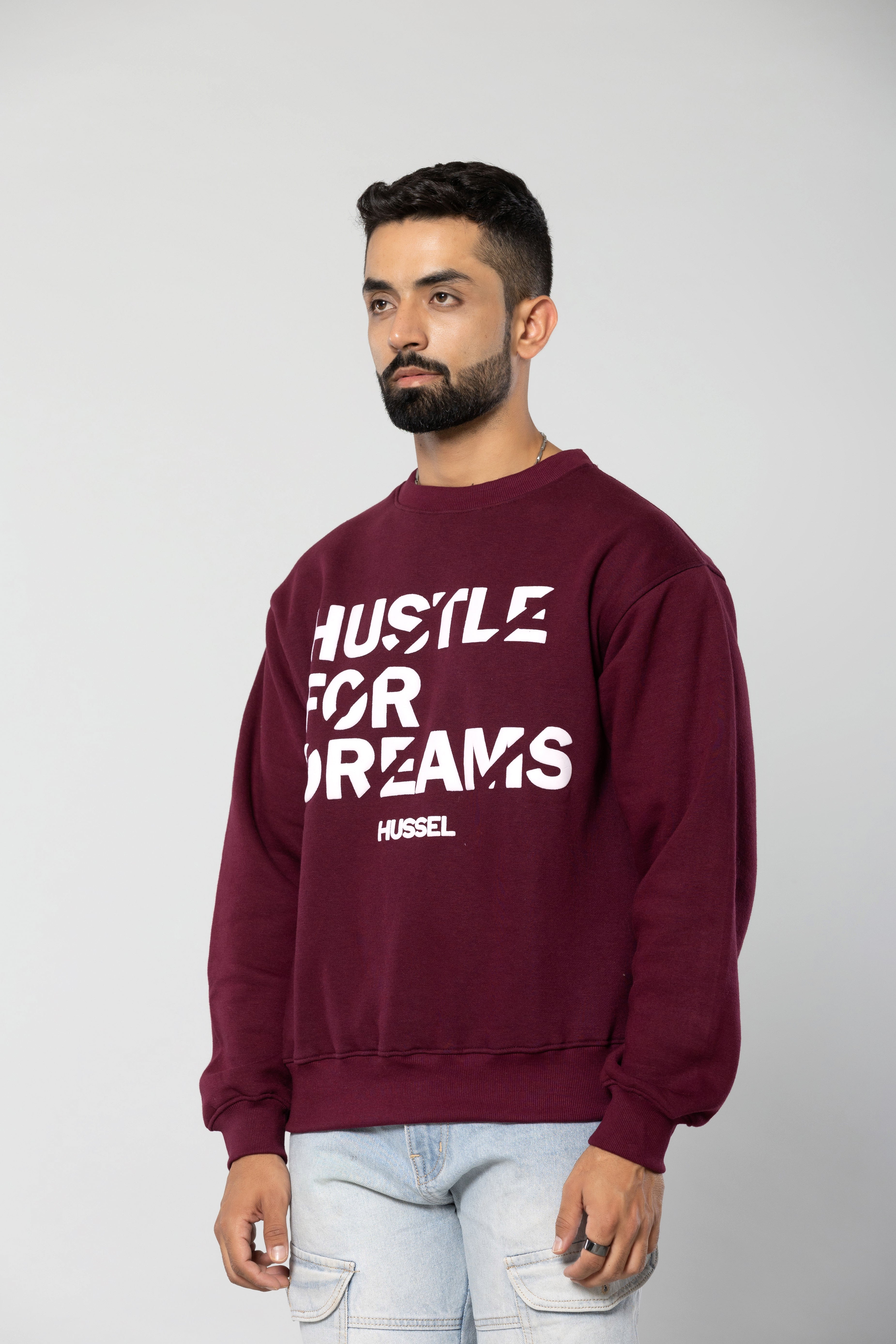 HUSTLE FOR DREAMS - WINE - Regular Fit Sweatshirt