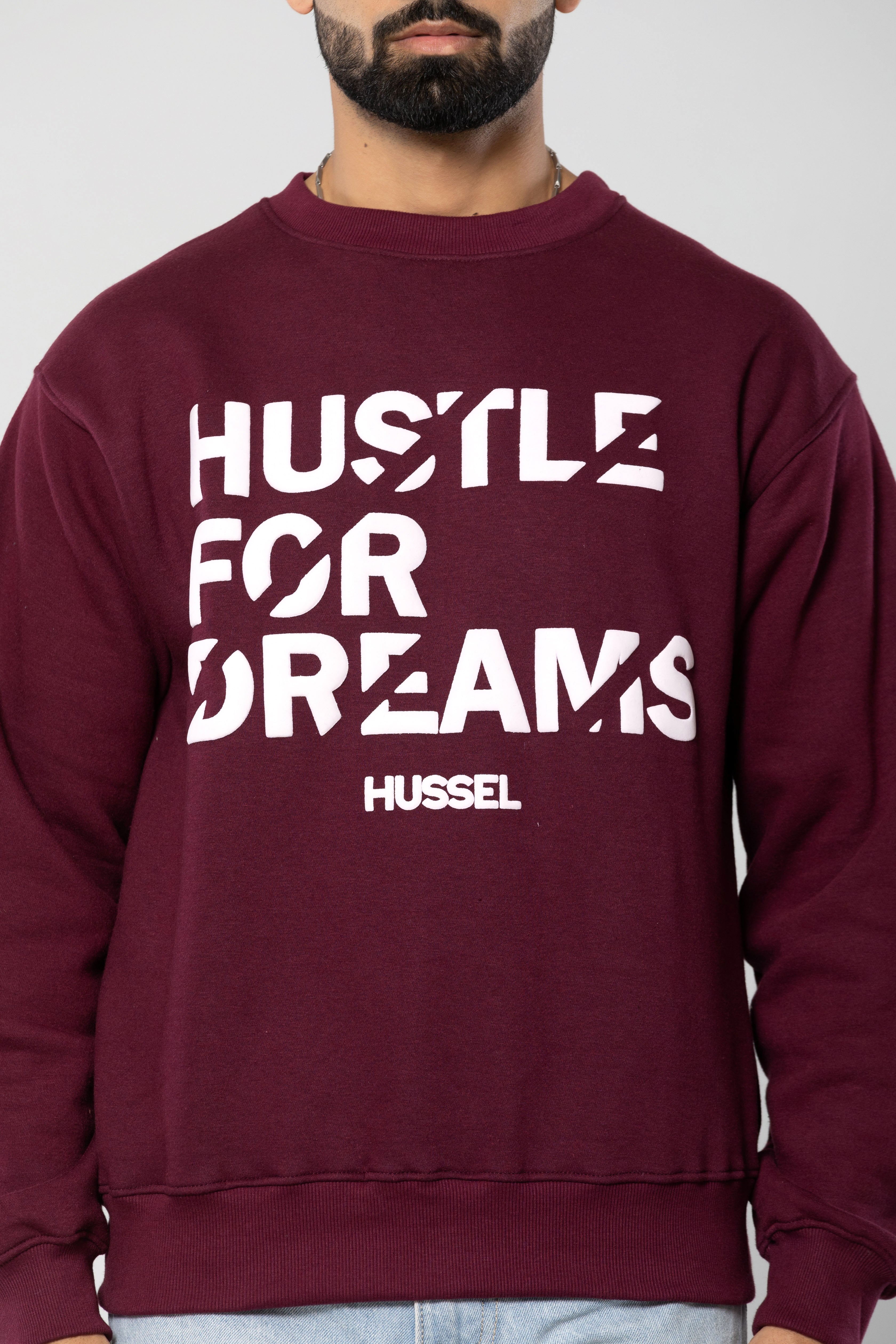 HUSTLE FOR DREAMS - WINE - Regular Fit Sweatshirt